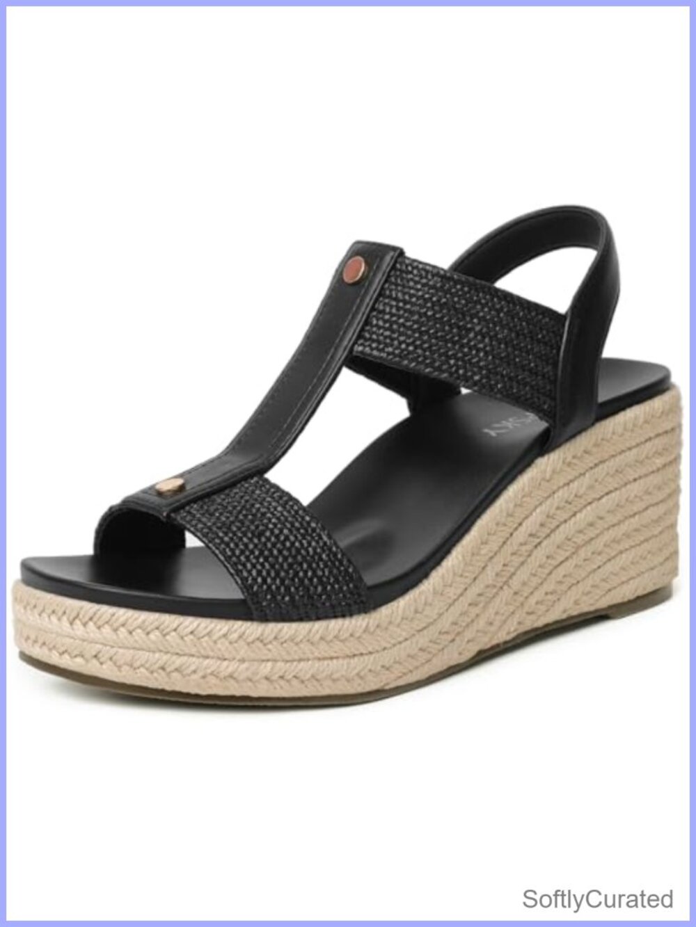 Espadrille Wedge Sandals Open Toe Platform Ankle Strap Arch Support Faux Leather